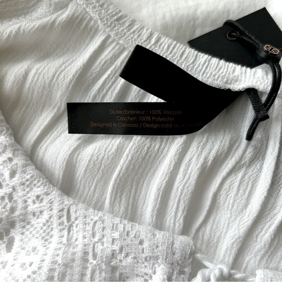 White summer maxi dress short sleeves with crochet details on bust - Picture 5 of 5